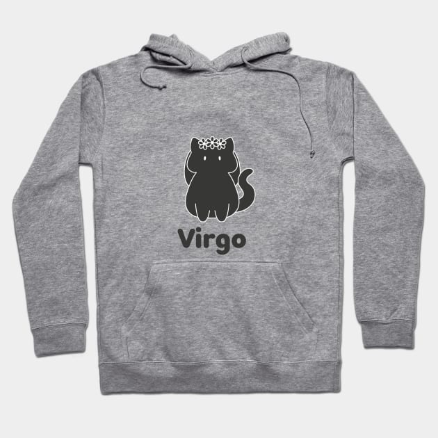 Virgo Cat Zodiac Sign with Text (Black and White) Hoodie by artdorable